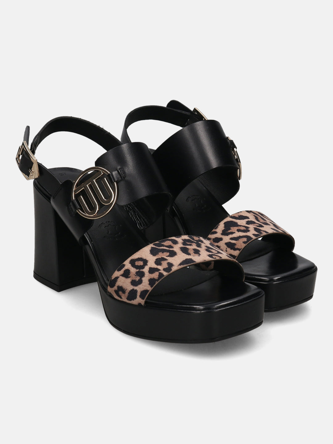 Black and discount leopard print sandals