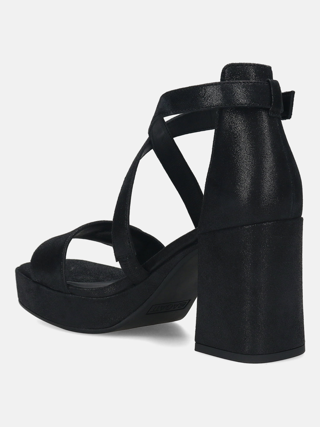 BAGATT Premium Leather Black Ankle Strap Heels