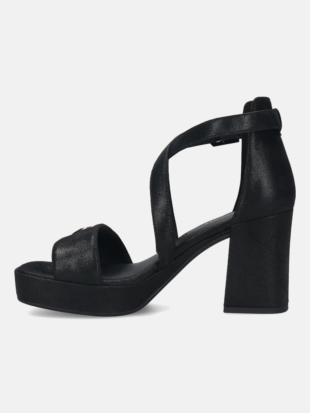BAGATT Premium Leather Black Ankle Strap Heels