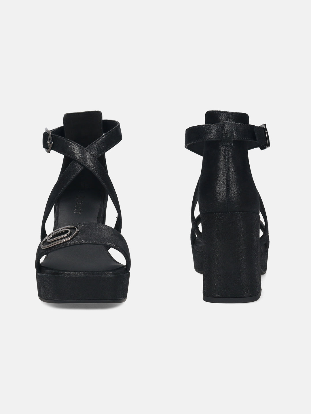 BAGATT Premium Leather Black Ankle Strap Heels