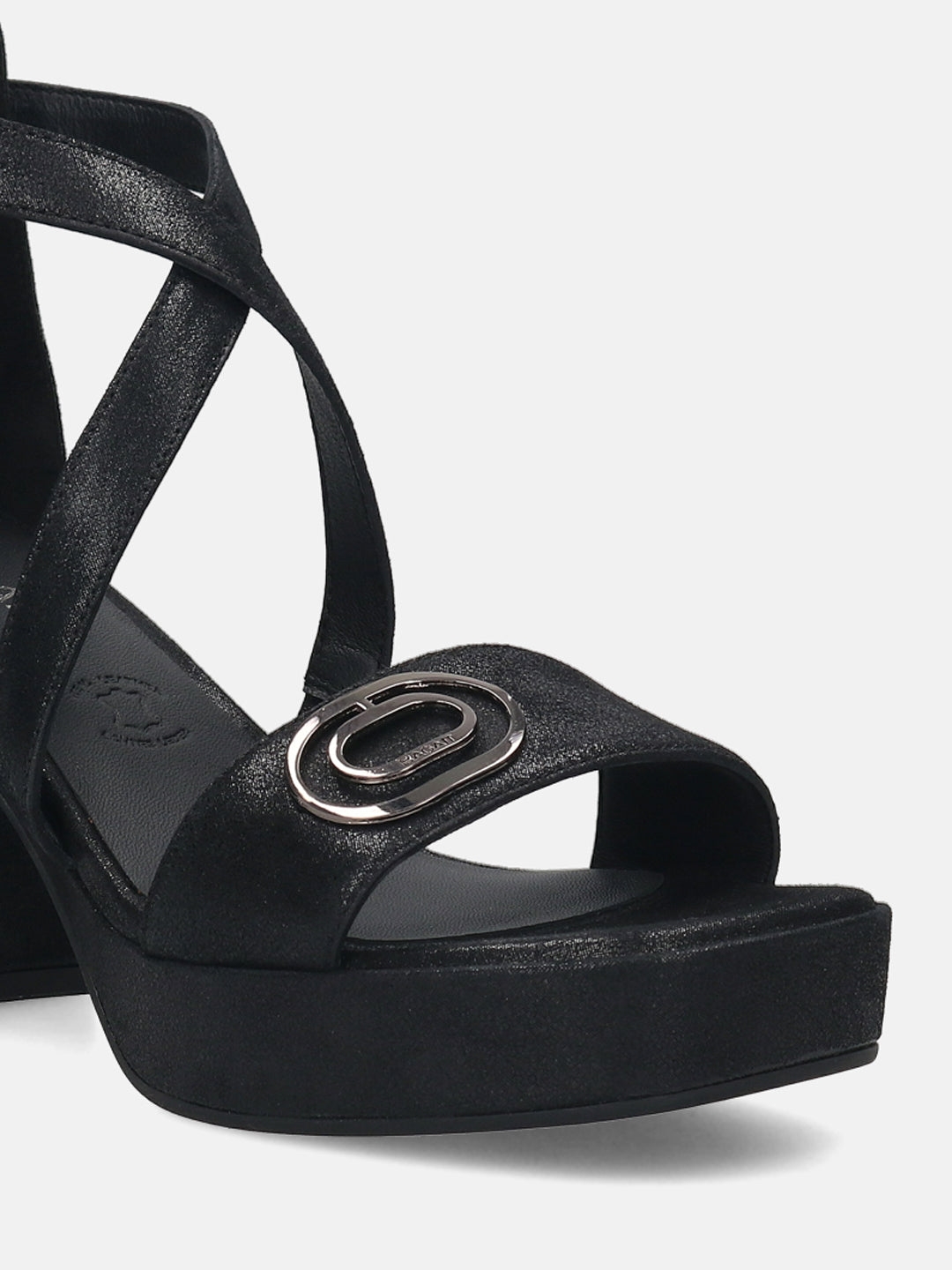 BAGATT Premium Leather Black Ankle Strap Heels