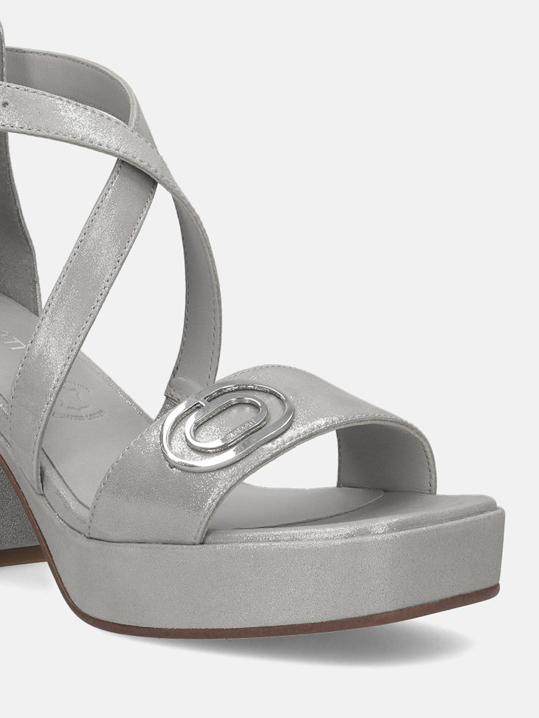 BAGATT Cesena Silver Premium Leather Ankle strap Heels