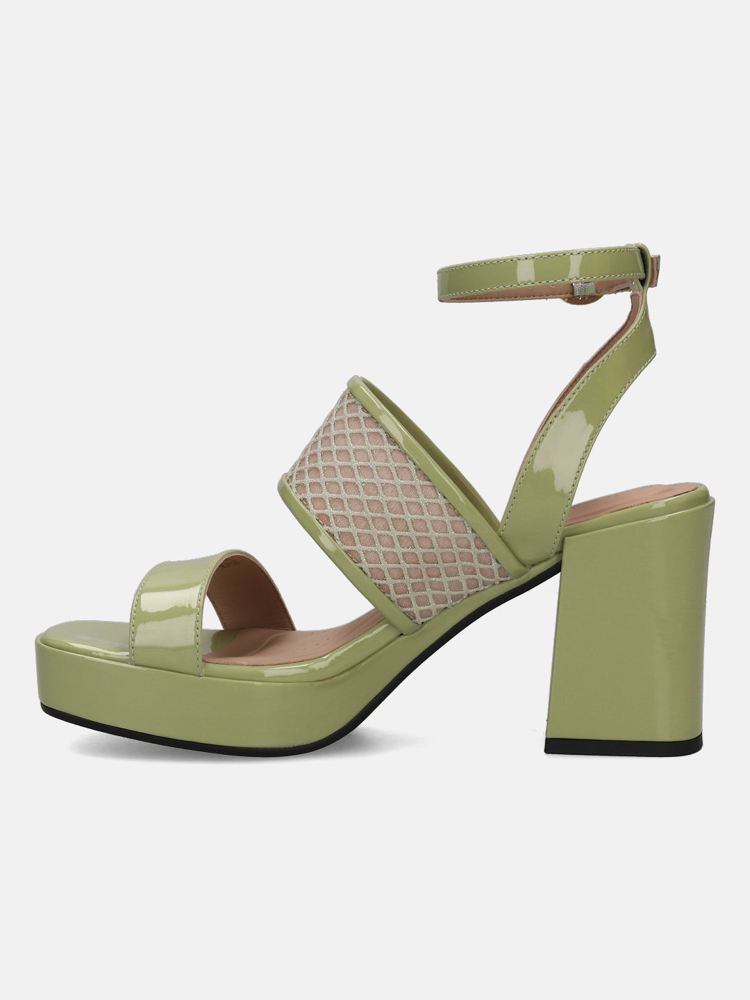 BAGATT Light Green & Metalics Premium Leather Block Heels