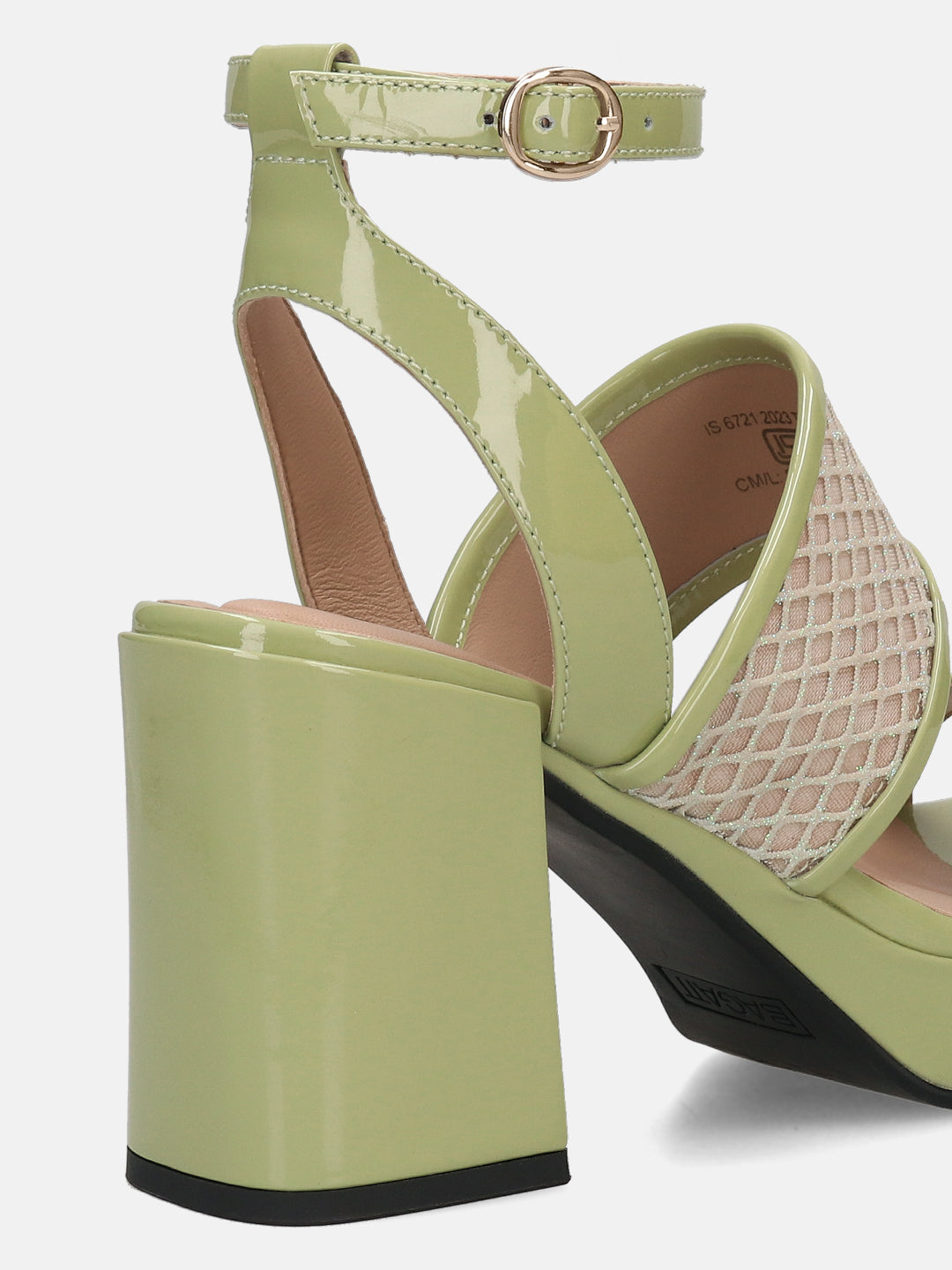 BAGATT Light Green & Metalics Premium Leather Block Heels