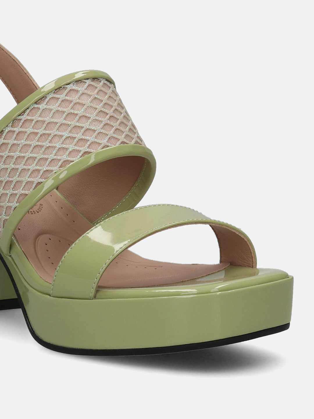 BAGATT Light Green & Metalics Premium Leather Block Heels