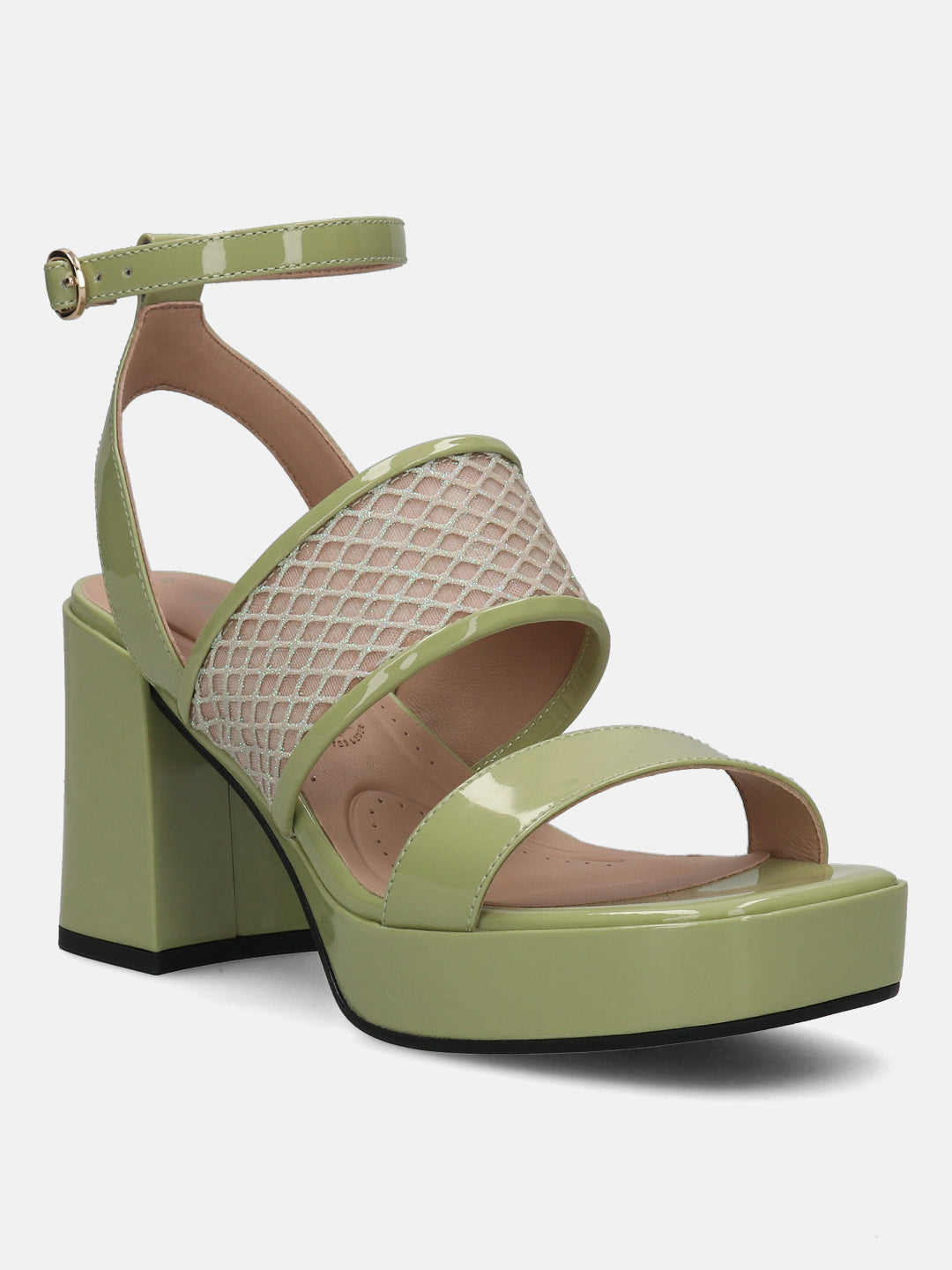 BAGATT Light Green & Metalics Premium Leather Block Heels