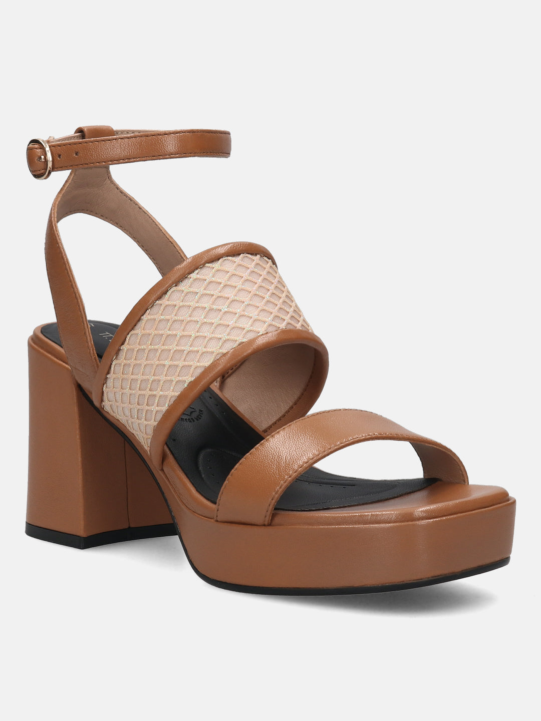 BAGATT Cognac & Metalics Premium Leather Block Heels