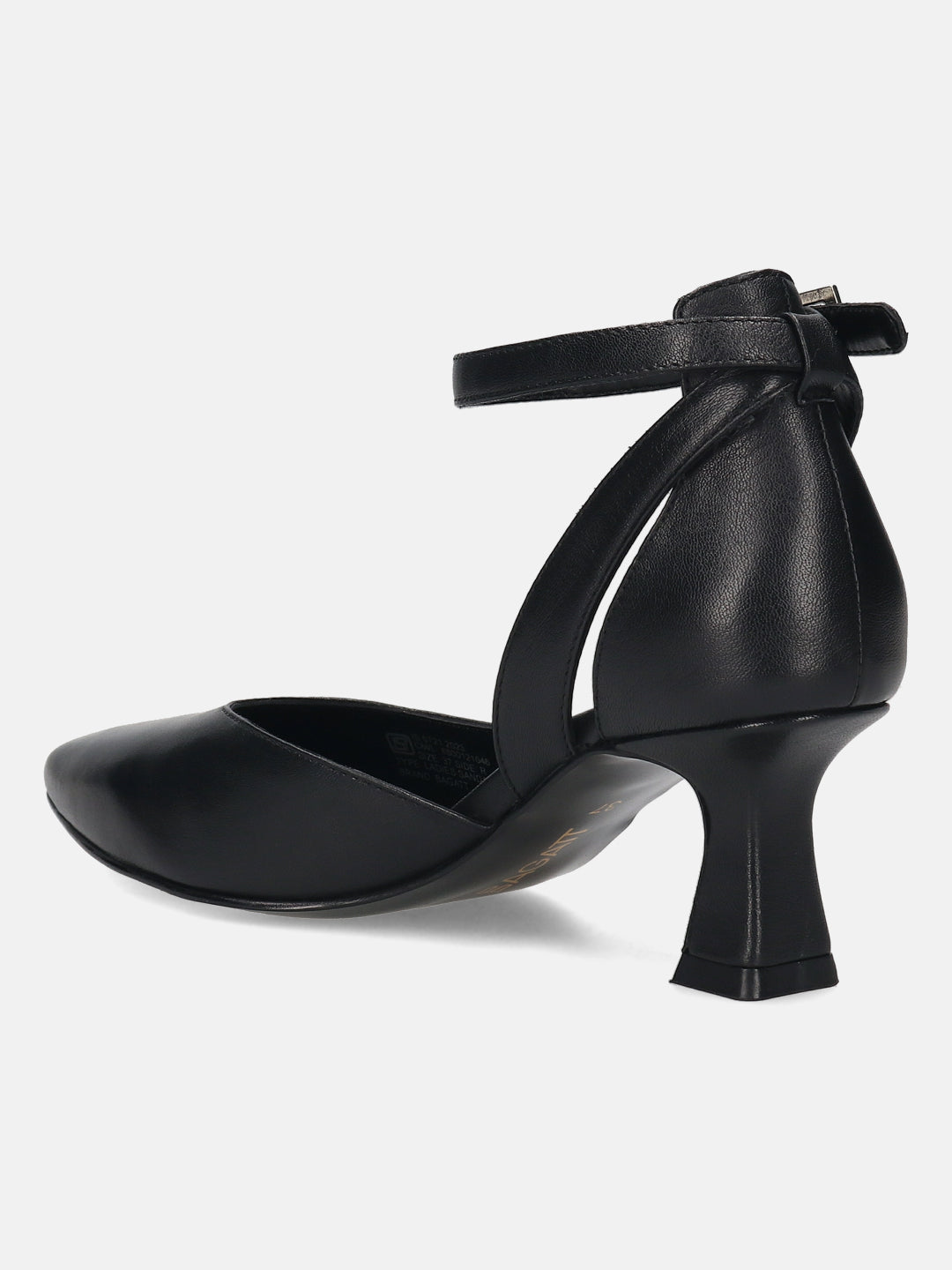 BAGATT Premium Leather Black Ankle Strap Heels