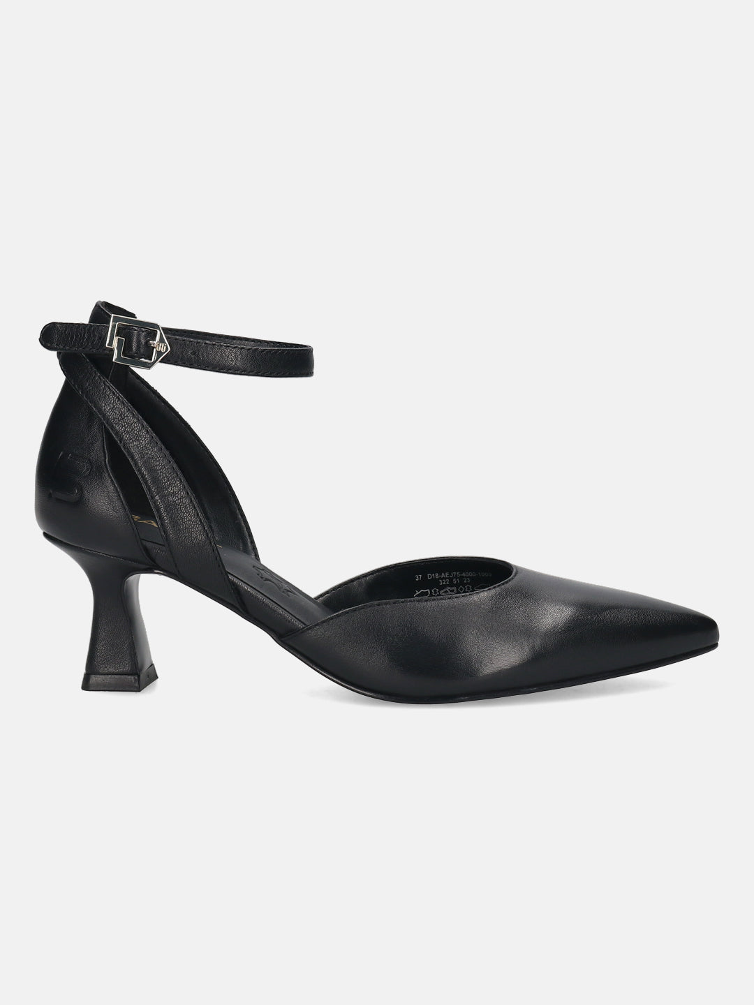 BAGATT Premium Leather Black Ankle Strap Heels