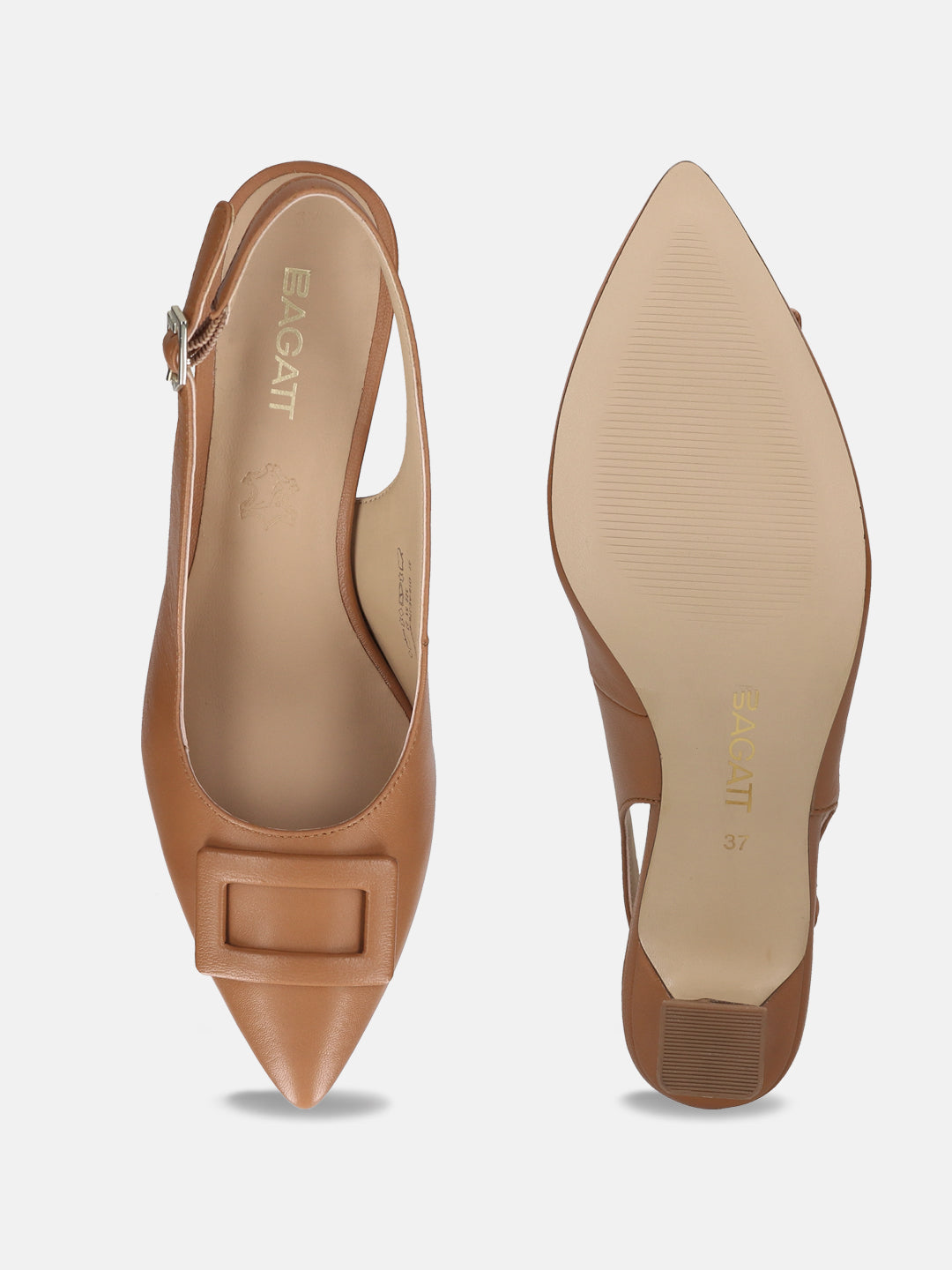 BAGATT Varese Cognac Premium Leather Back Strap Heels