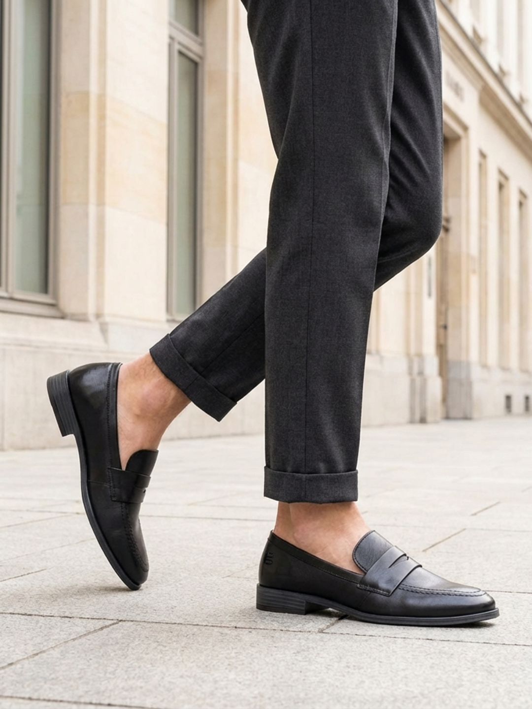 BAGATT Rosalie Black Premium Leather Loafers Slip-Ons