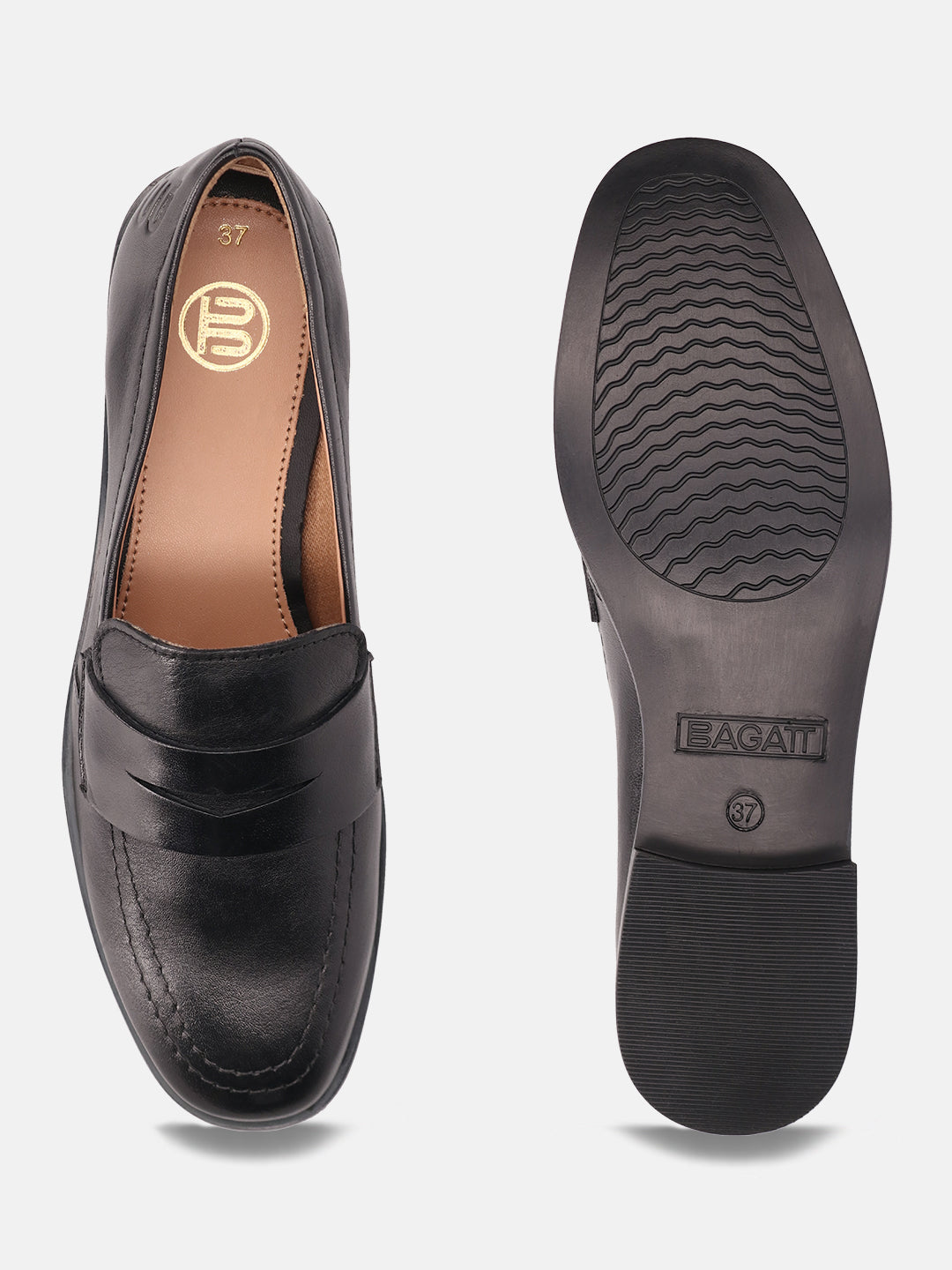 BAGATT Rosalie Black Premium Leather Loafers Slip-Ons