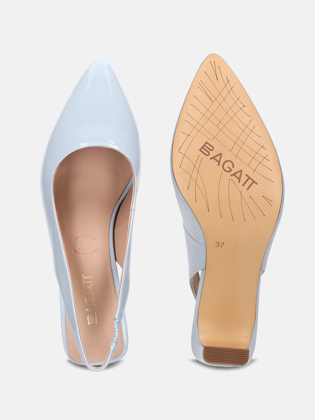 BAGATT Blade Light Blue Premium Leather Slingback Heels