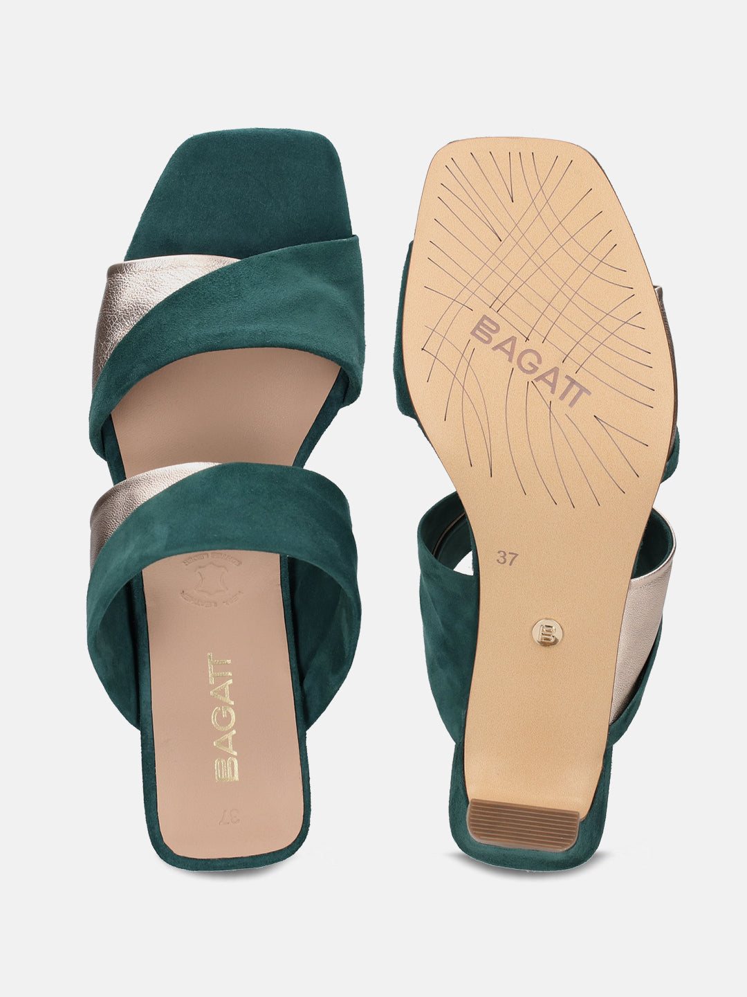 BAGATT Jaya Dark Green Premium Leather Heels
