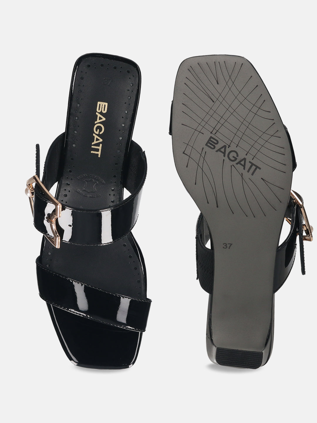 BAGATT Jaya Black Leather Mules Heels