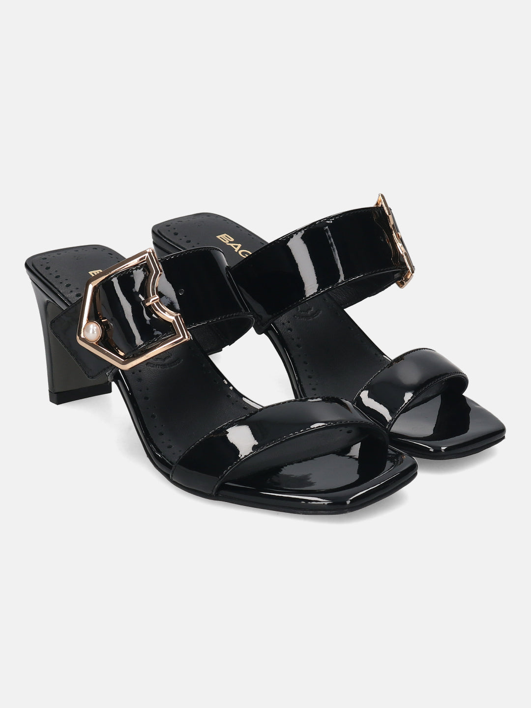 BAGATT Jaya Black Leather Mules Heels