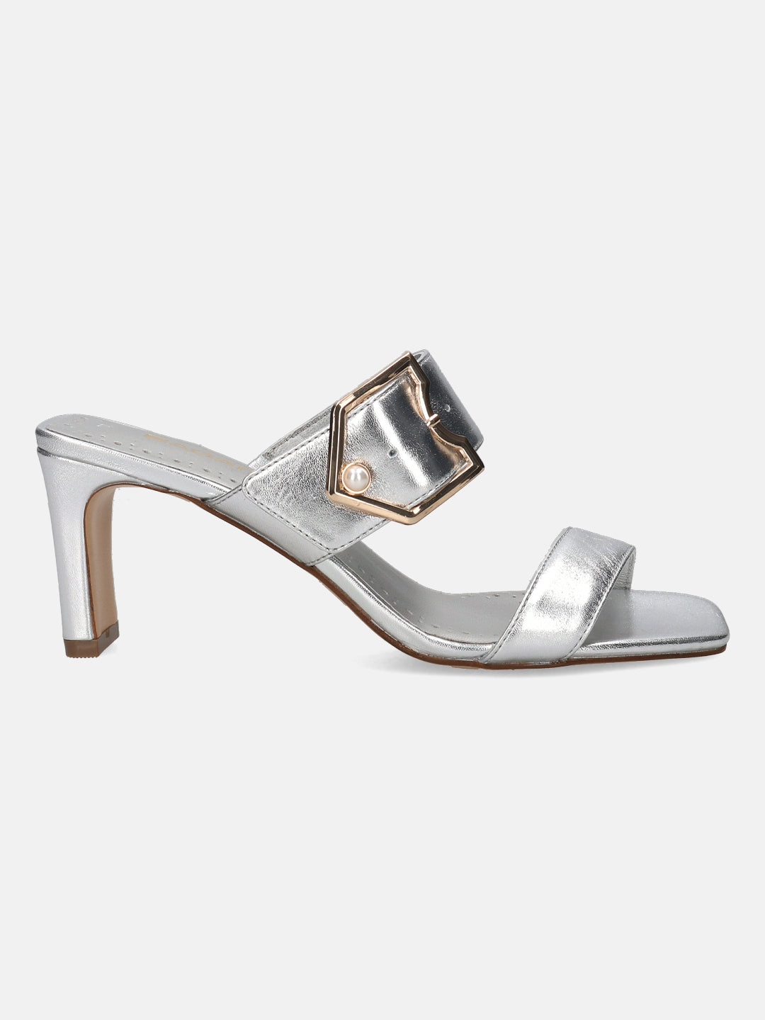 BAGATT Jaya Silver Leather Mules Heels