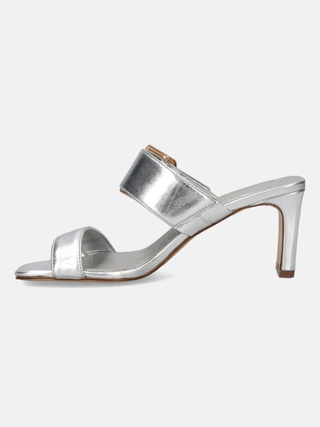 BAGATT Jaya Silver Leather Mules Heels
