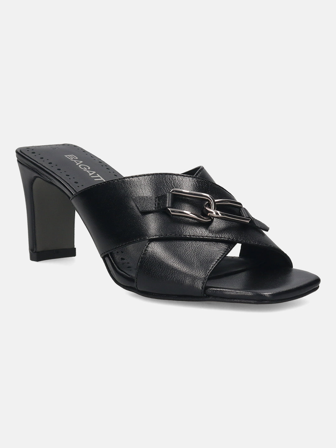 BAGATT Jaya Black Leather Mules Heels
