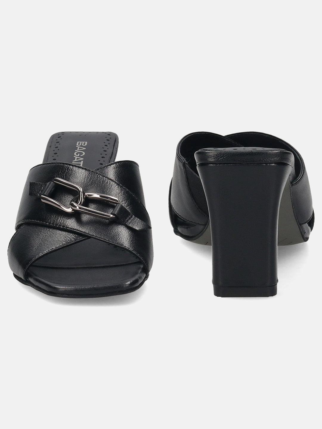 BAGATT Jaya Black Leather Mules Heels