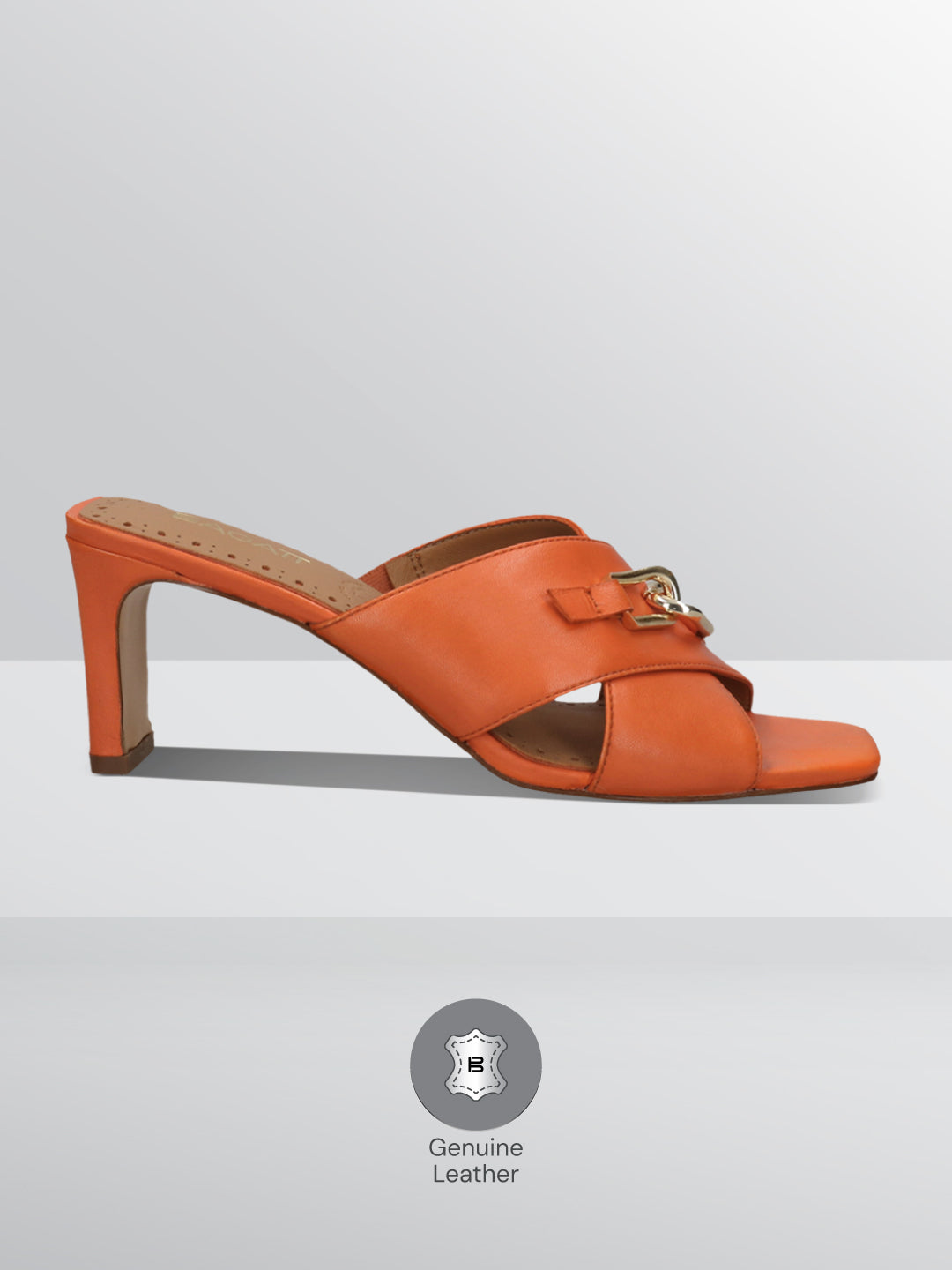 BAGATT Jaya Orange Leather Mules Heels