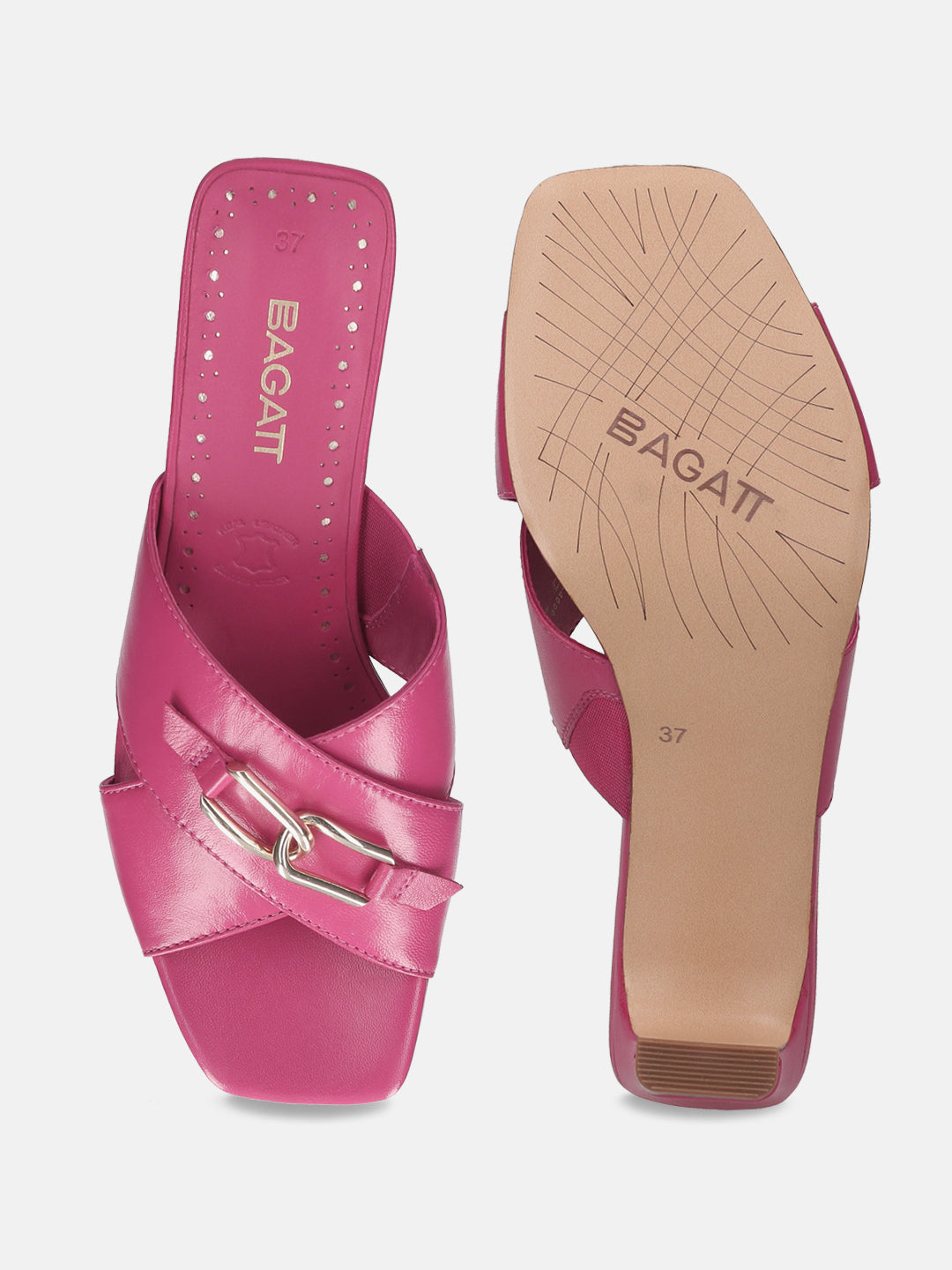 BAGATT Jaya Pink Leather Mules Heels