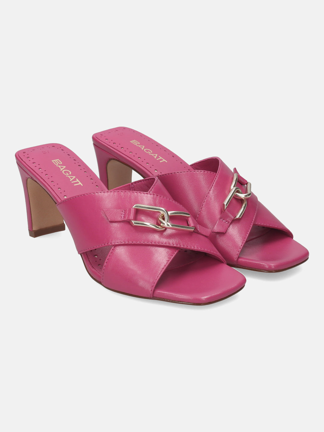 BAGATT Jaya Pink Leather Mules Heels
