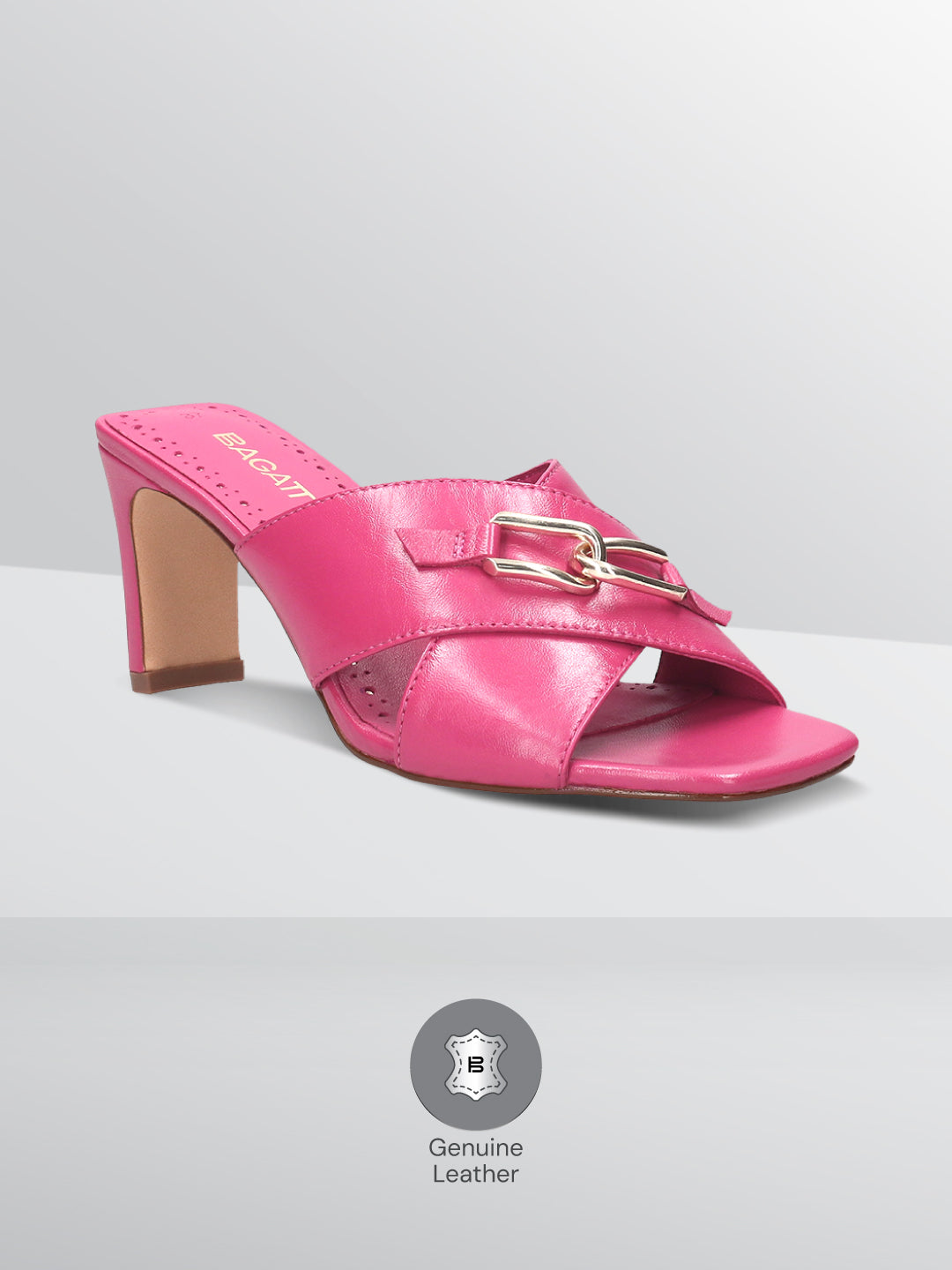 BAGATT Jaya Pink Leather Mules Heels