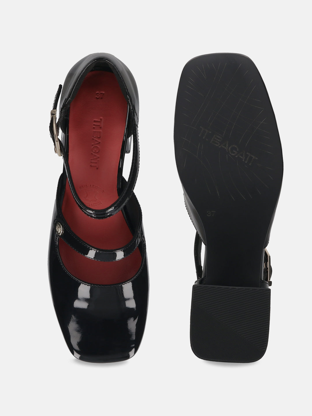 TT.BAGATT Sindy Black Premium Leather Block Heel