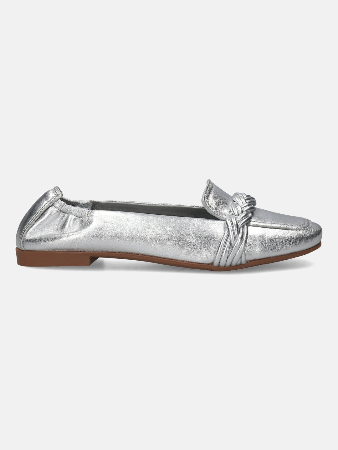 BAGATT Anela Silver Premium Leather Loafers Slip-Ons
