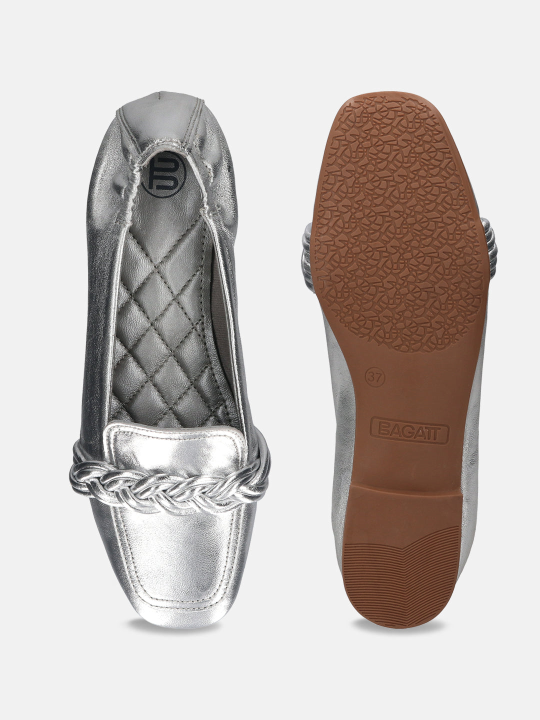 BAGATT Anela Silver Premium Leather Loafers Slip-Ons