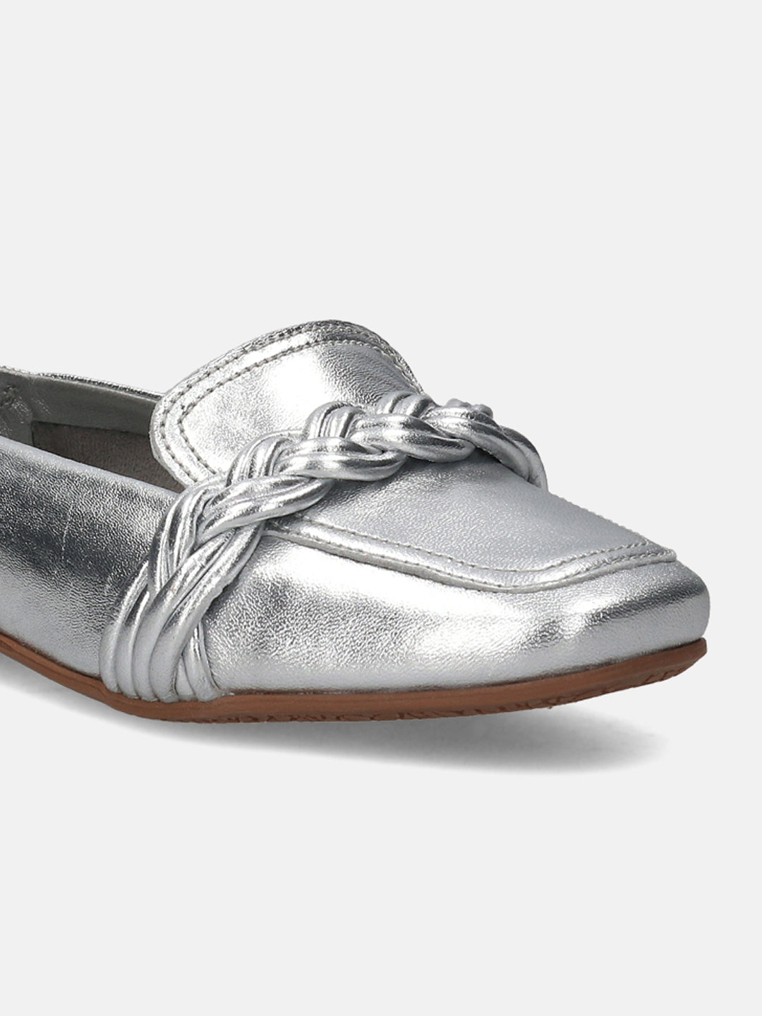 BAGATT Anela Silver Premium Leather Loafers Slip-Ons