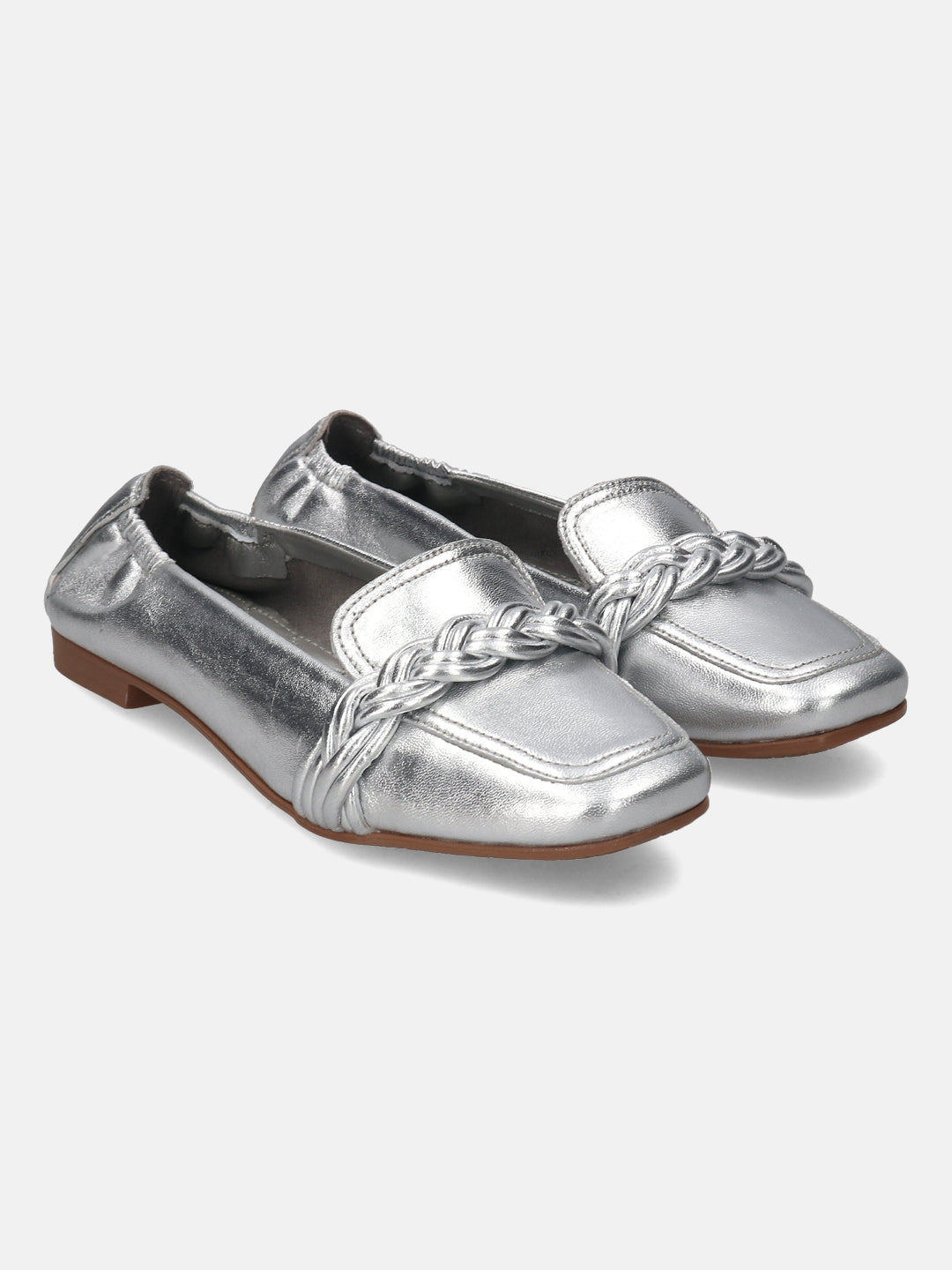 BAGATT Anela Silver Premium Leather Loafers Slip-Ons