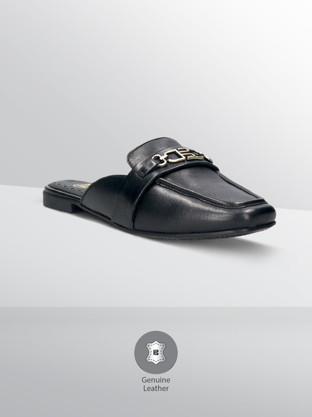 BAGATT Anela Black Premium Leather Flat Sandals