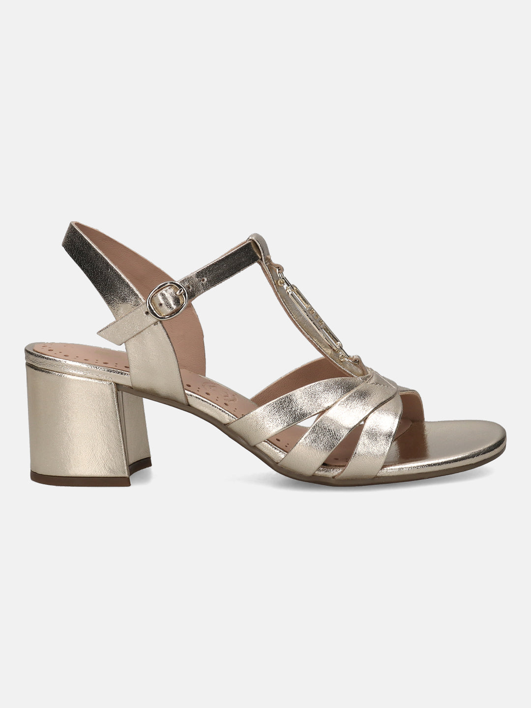 BAGATT Vanita Gold Premium Leather Ankle Strap Heels