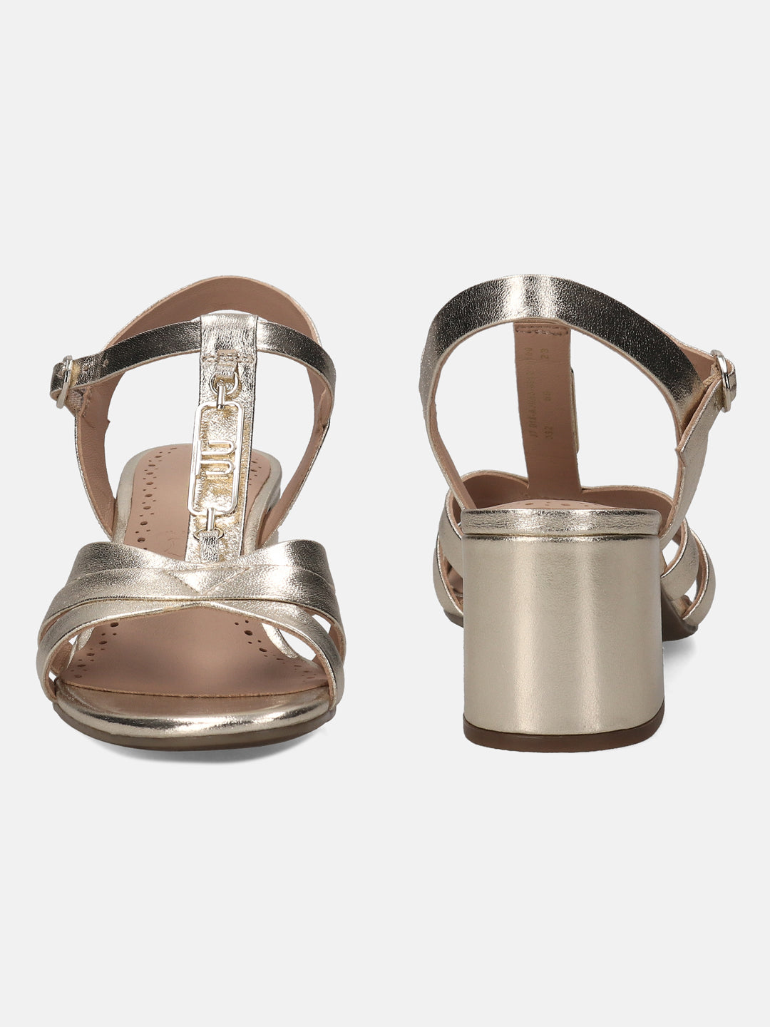 BAGATT Vanita Gold Premium Leather Ankle Strap Heels