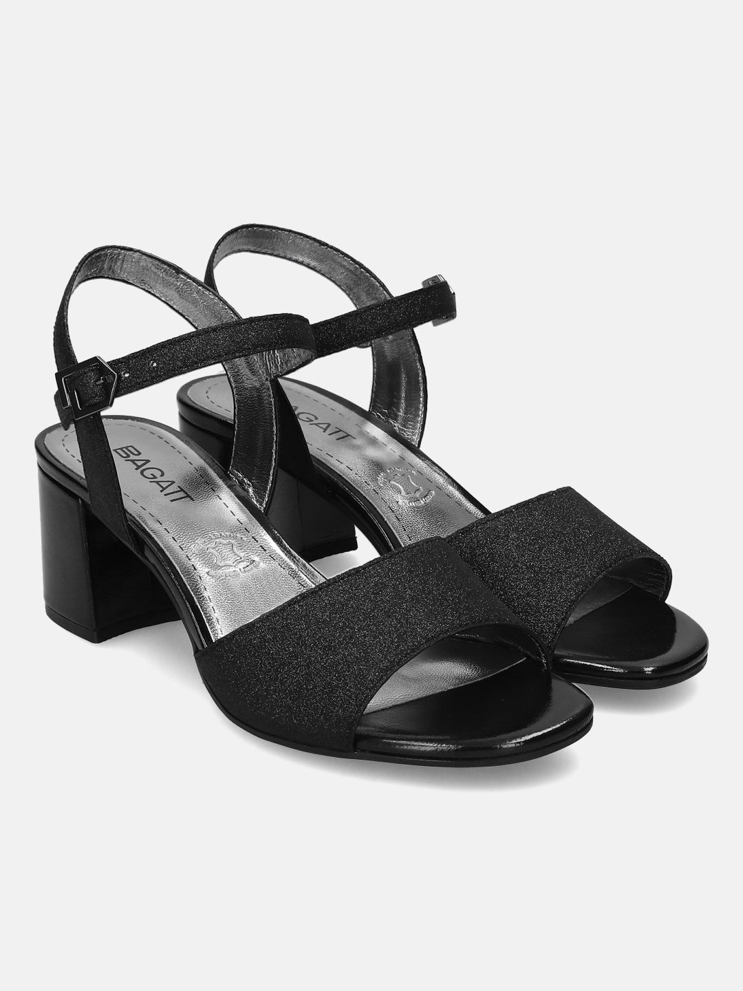 BAGATT Black Ankle Strap Heels