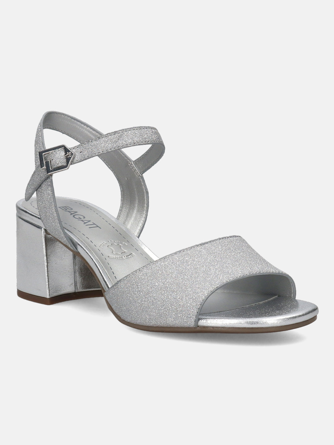 BAGATT Vanita Silver Ankle Strap Heels