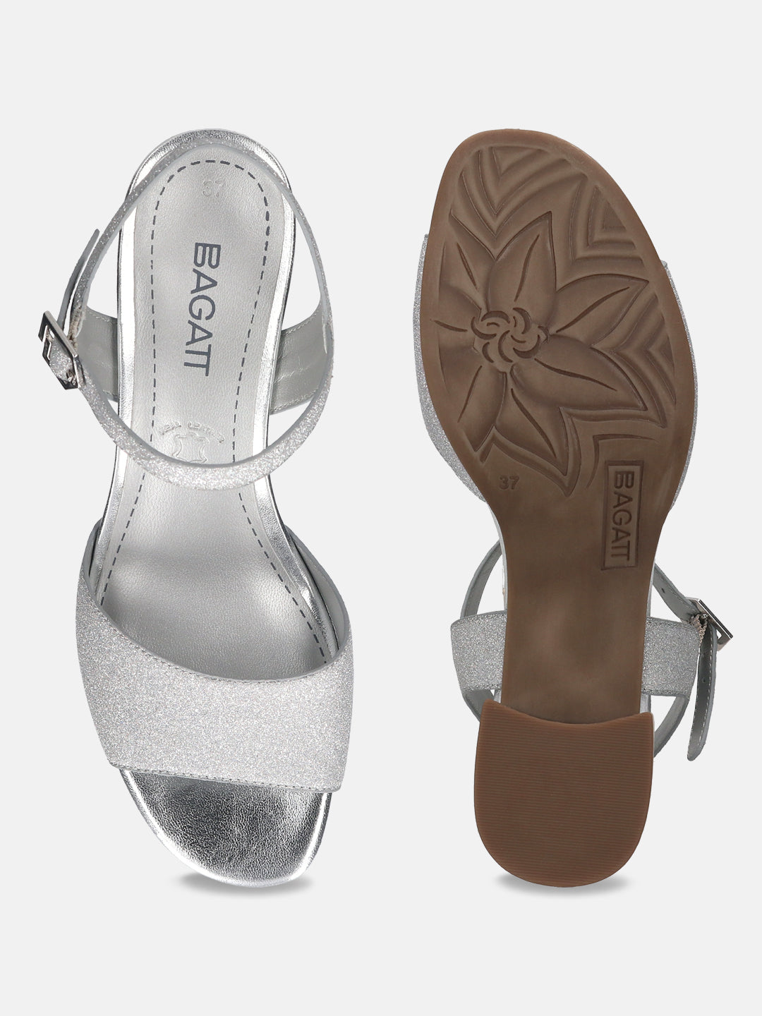 BAGATT Vanita Silver Ankle Strap Heels