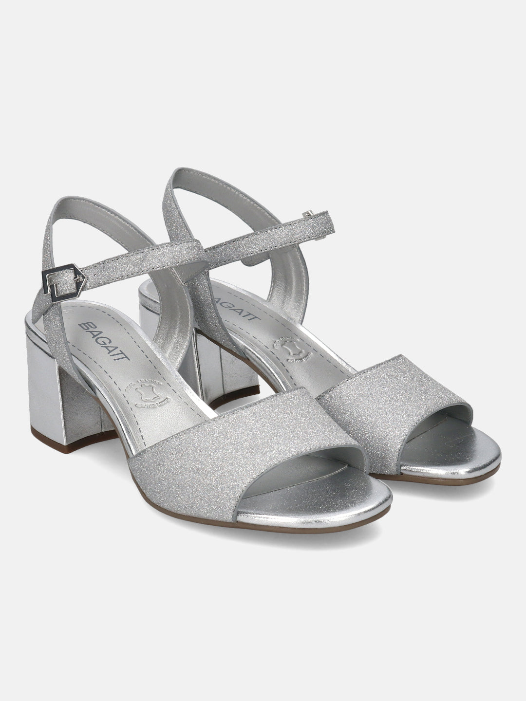 BAGATT Vanita Silver Ankle Strap Heels