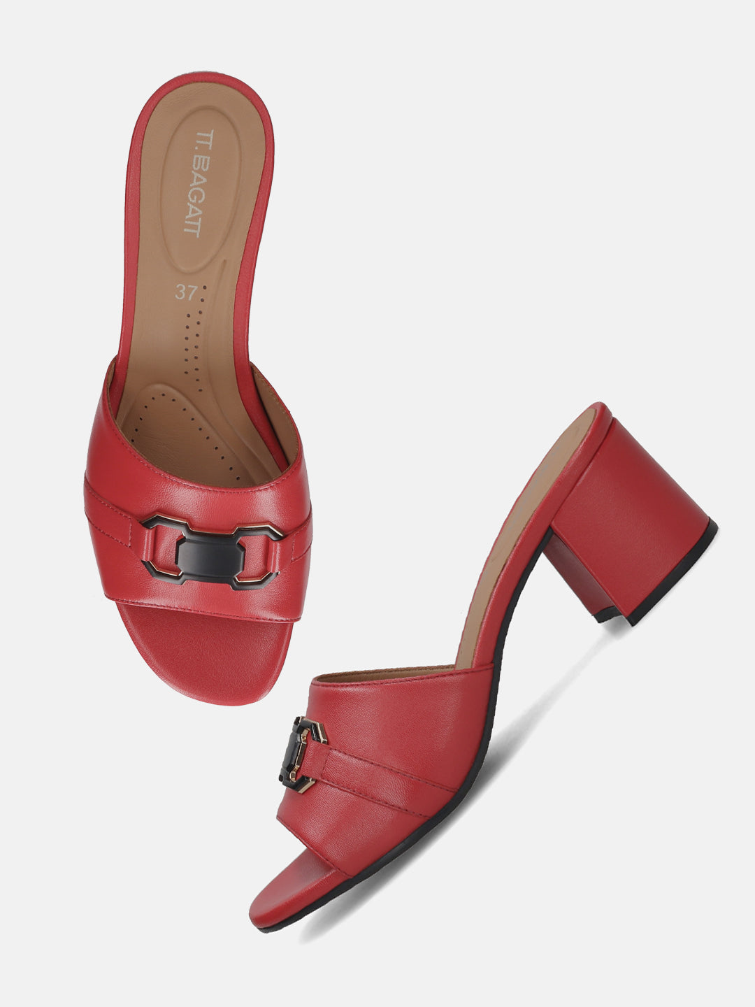 TT.BAGATT  Vanita red Premium Leather Block Heel