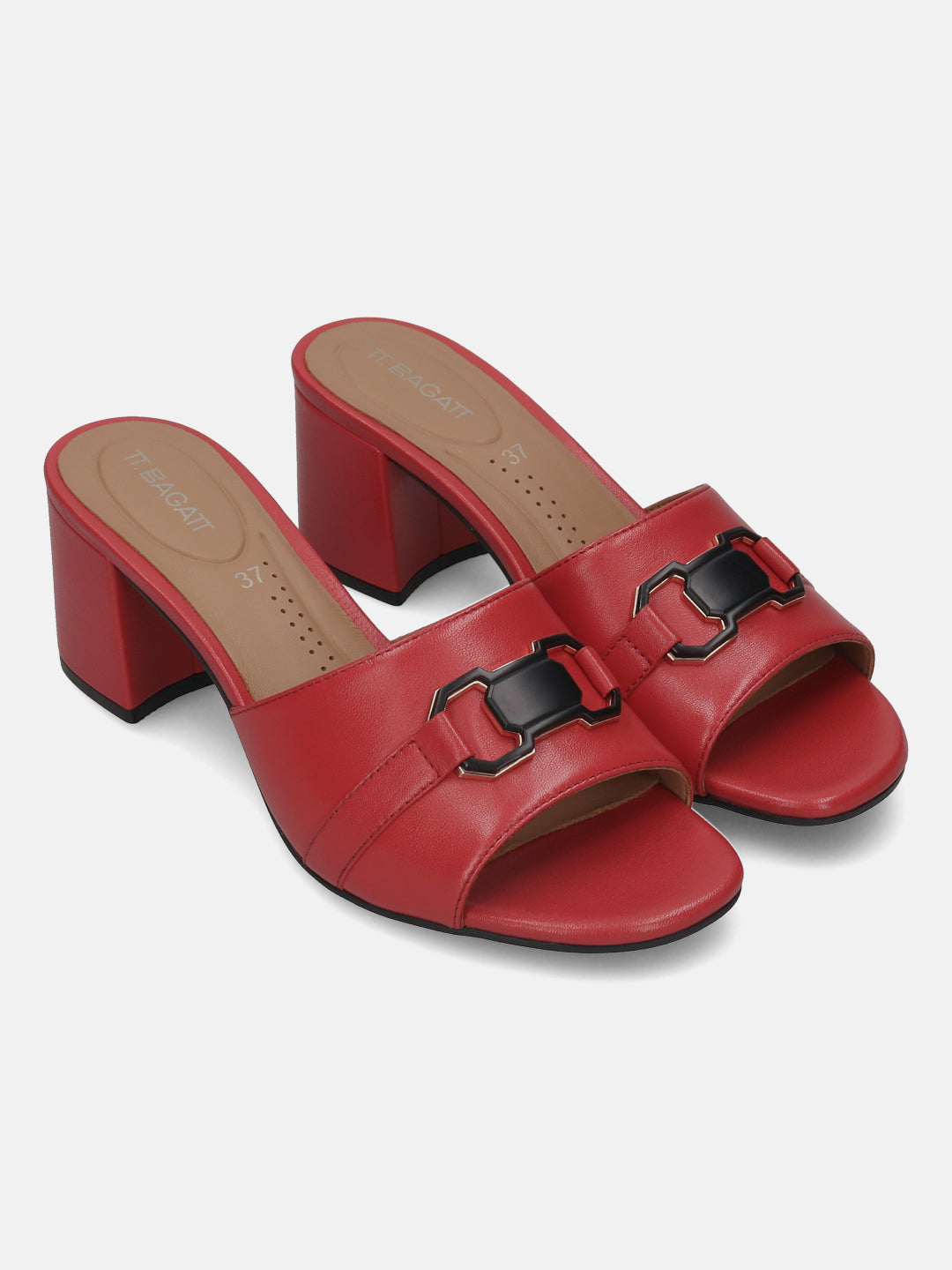 TT.BAGATT  Vanita red Premium Leather Block Heel