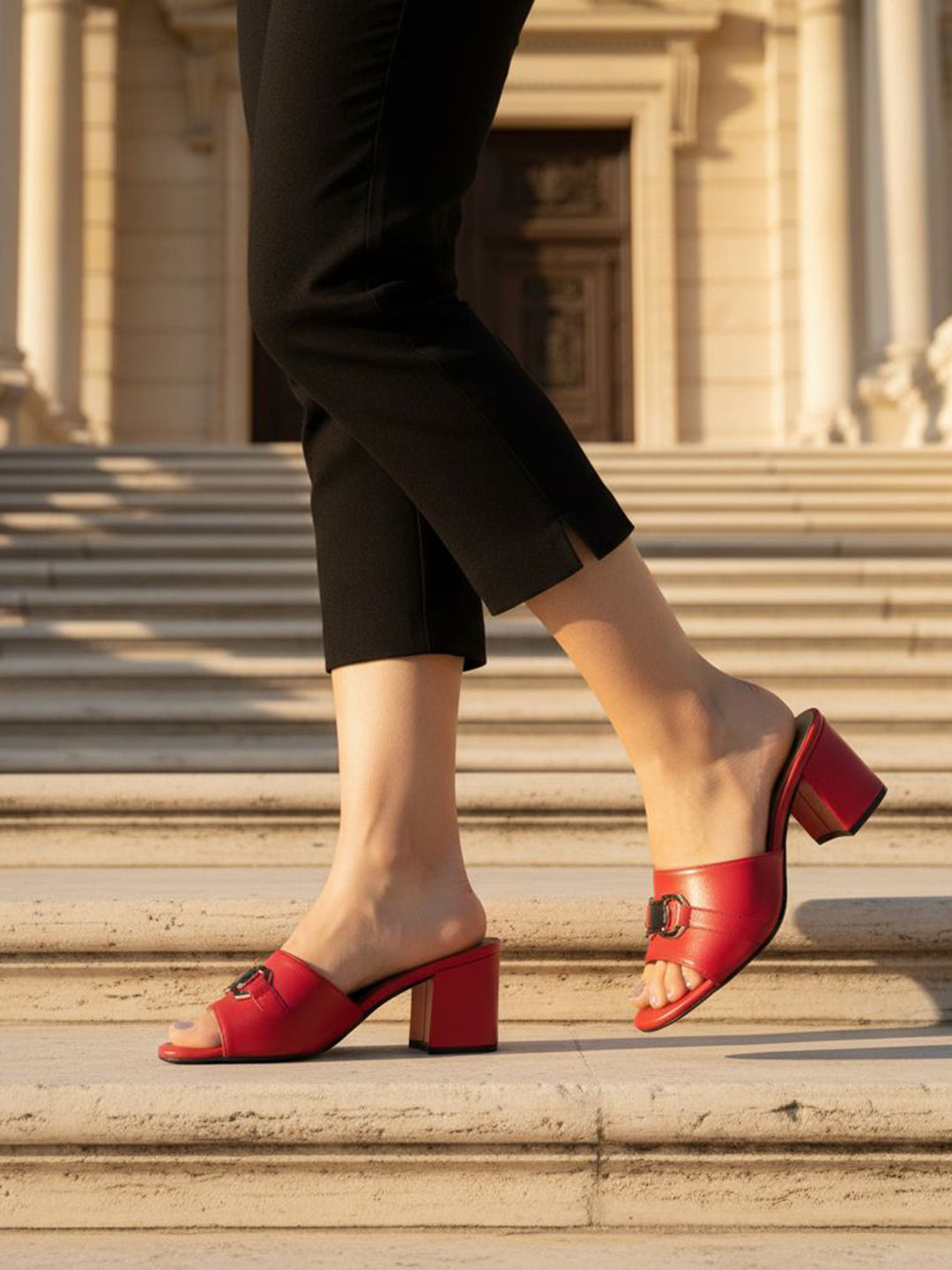 TT.BAGATT Vanita red Premium Leather Block Heel