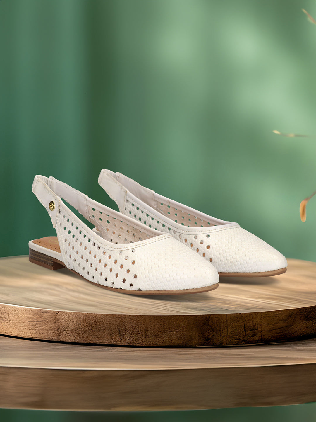 BAGATT  Loraine  White Premium Leather Slingback Flat sandals