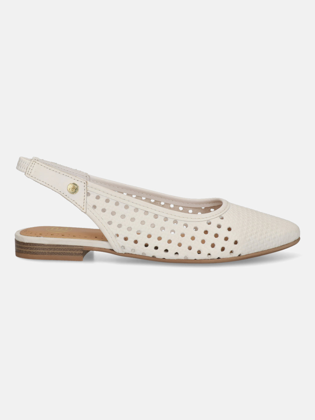 BAGATT Loraine White Premium Leather Slingback Flat sandals