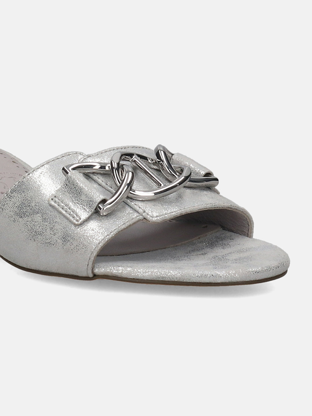 BAGATT Ring Silver Leather Mules Heels