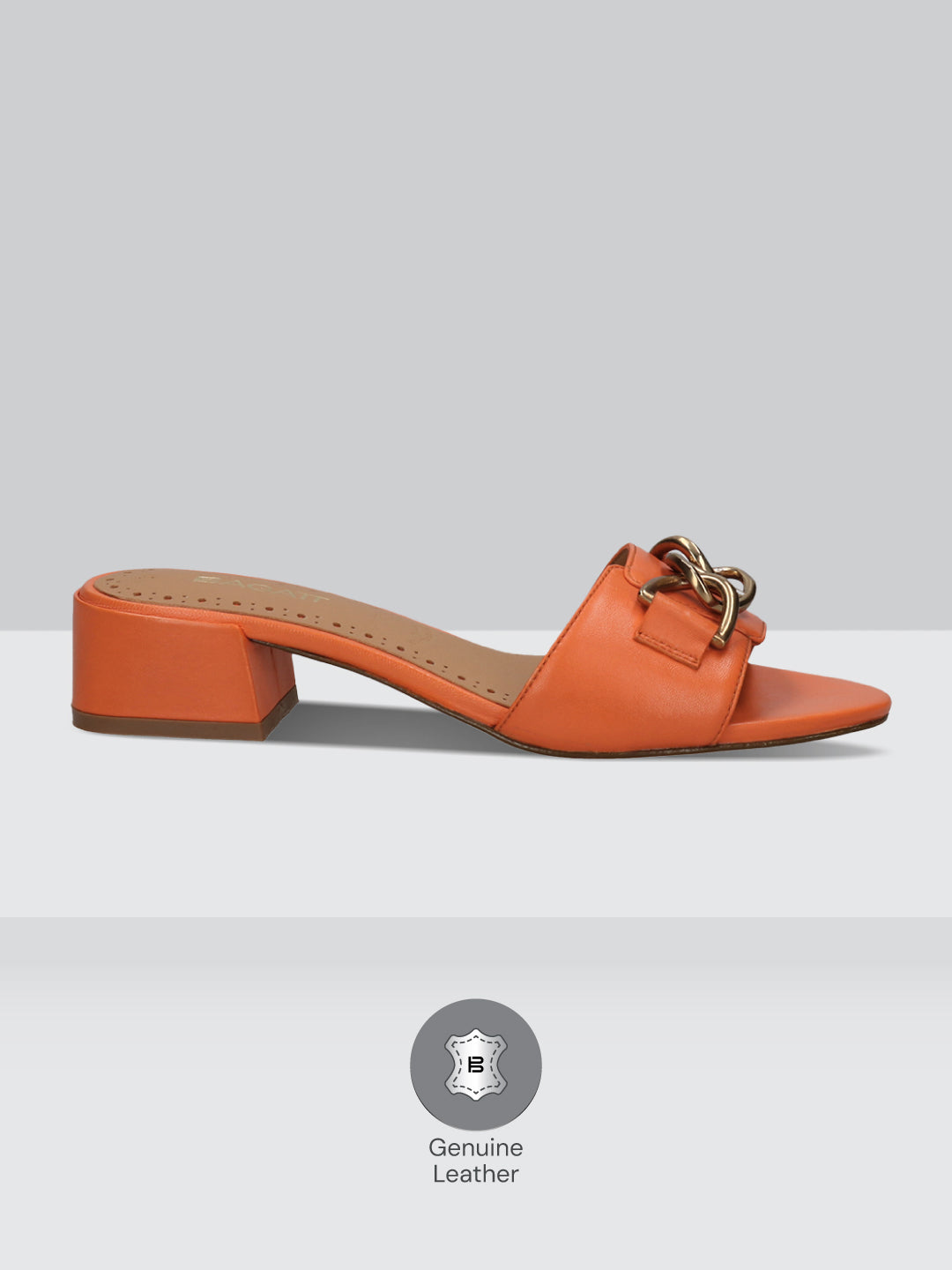 BAGATT Ring Orange Leather Mules Heels