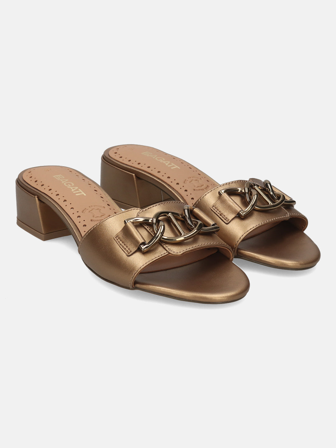 BAGATT Ring Metallics Leather Mules Heels