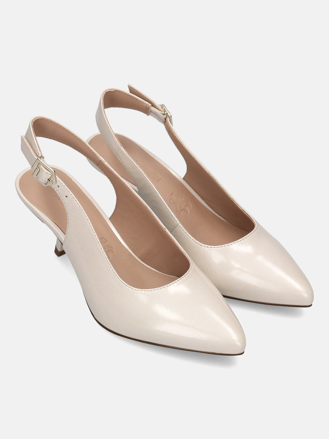 TT.BAGATT  Dafina Offwhite Premium Leather Back Strap Kitten Heel