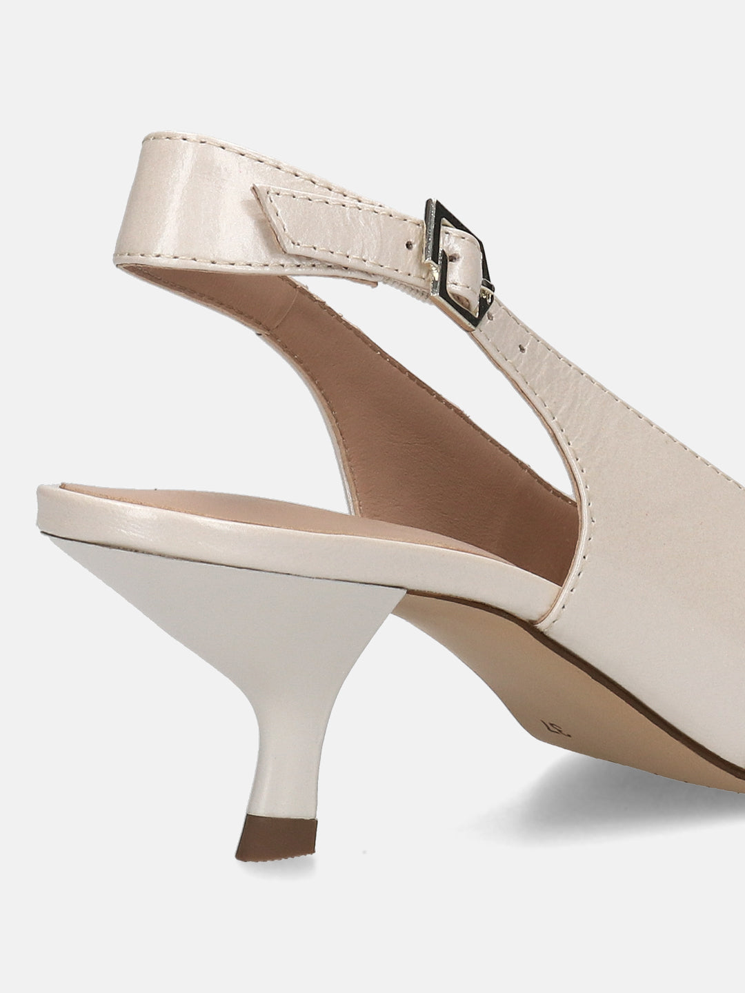 TT.BAGATT  Dafina Offwhite Premium Leather Back Strap Kitten Heel